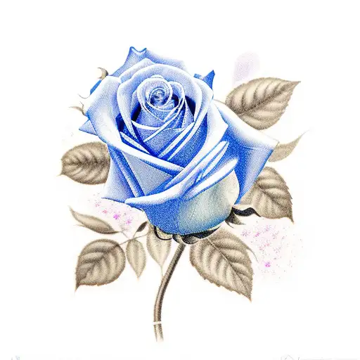 blue roses with the name "charlotte" tattoo design idea