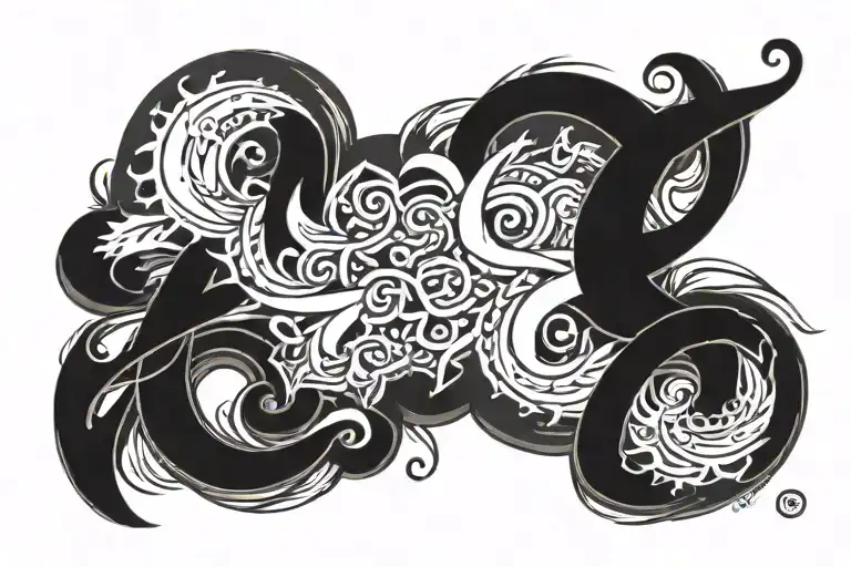 Strong fortune helps lettering tattoo design idea