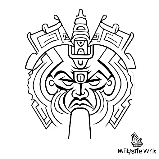 Mayan god with laptop  tattoo design idea