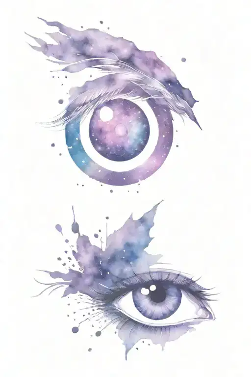 Purple bright eye in star purple space galaxy tattoo design idea