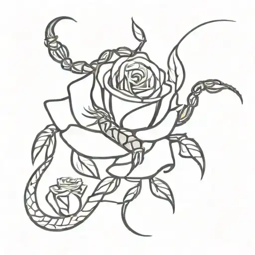 scorpion with a rose on its tail tattoo design idea