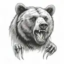 bear with open mouth and front paws  tattoo design idea