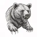 bear with open mouth and front paws  tattoo design idea