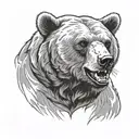 bear with open mouth and front paws  tattoo design idea