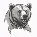 bear with open mouth and front paws  tattoo design idea
