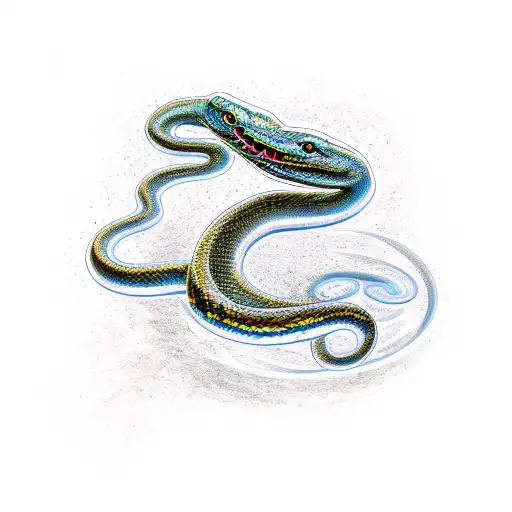 snake under the blazing sun tattoo design idea