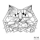 Combine the number 7 and a cat into a minimalist sketch tattoo design idea