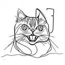 Combine the number 7 and a cat into a minimalist sketch tattoo design idea