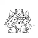 Combine the number 7 and a cat into a minimalist sketch tattoo design idea