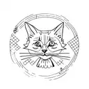 Combine the number 7 and a cat into a minimalist sketch tattoo design idea