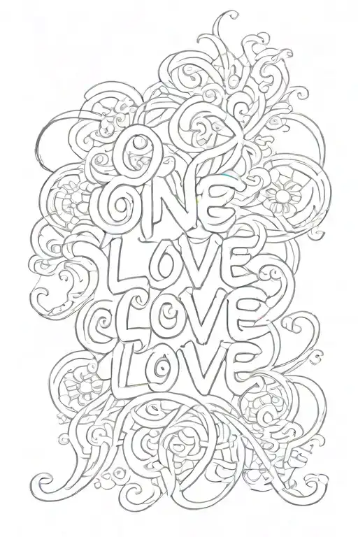 one love words tattoo design idea