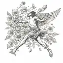 Icarus falling flowers tattoo design idea