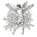 Icarus falling flowers tattoo design idea
