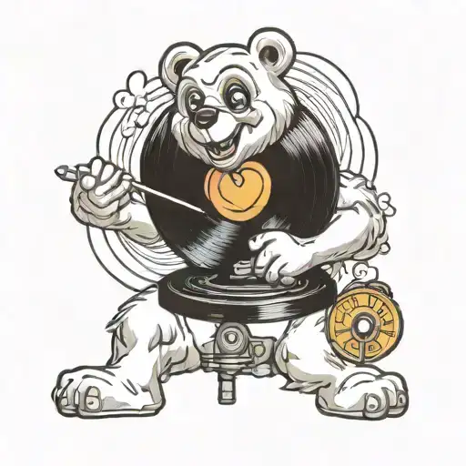 care bear spinning records tattoo design idea