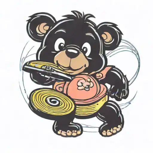 care bear spinning vinyl records tattoo design idea