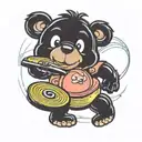 care bear spinning vinyl records tattoo design idea
