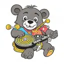 care bear spinning vinyl records tattoo design idea