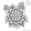 Mandala with ginger flowers tattoo design idea