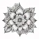 Feminine mandala with ginger flowers tattoo design idea