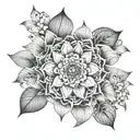 Feminine mandala with ginger flowers tattoo design idea