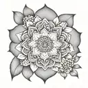 Feminine mandala with ginger flowers tattoo design idea