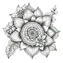 Feminine mandala with ginger flowers tattoo design idea