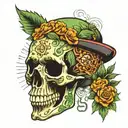 calavera marihuana  tattoo design idea