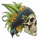 calavera marihuana  tattoo design idea