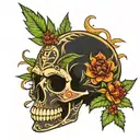 calavera marihuana  tattoo design idea