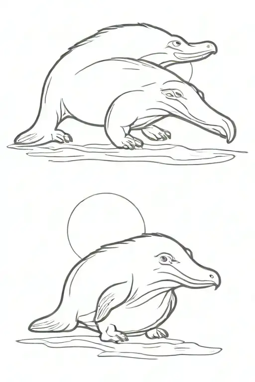 Minimalist platypus swimming gracefully tattoo design idea