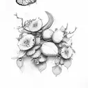 blackberries, honeysuckle, fireflies tattoo design idea