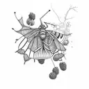 blackberries, honeysuckle, fireflies tattoo design idea