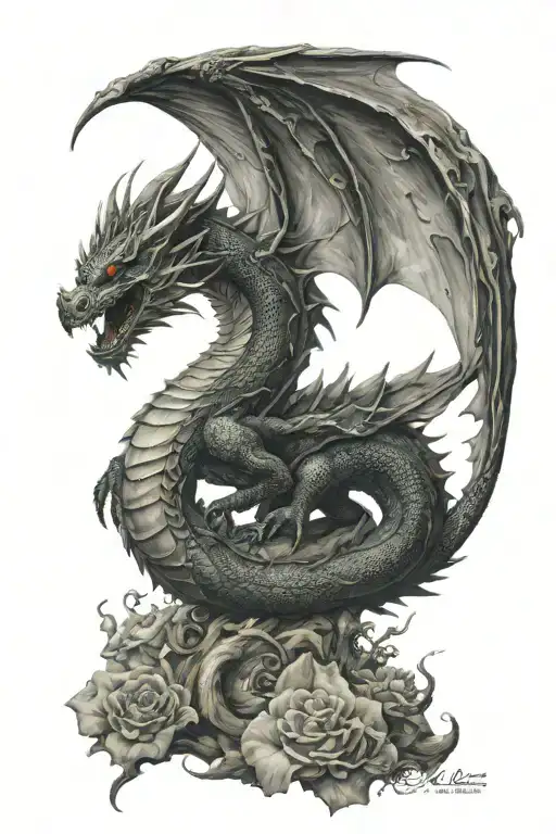 dragon sky full tattoo design idea