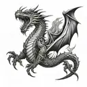 magic dragon breathing fire tattoo design idea