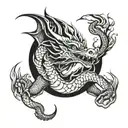magic dragon breathing fire tattoo design idea