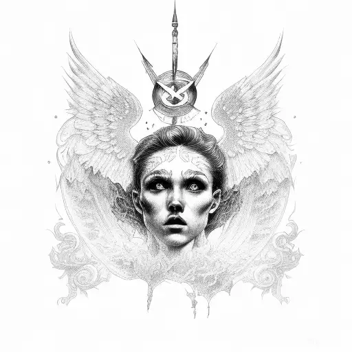 cherub with archangel Gabriel tattoo design idea