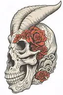 woman goat skull side view camera tattoo design idea