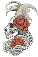 woman goat skull side view camera tattoo design idea