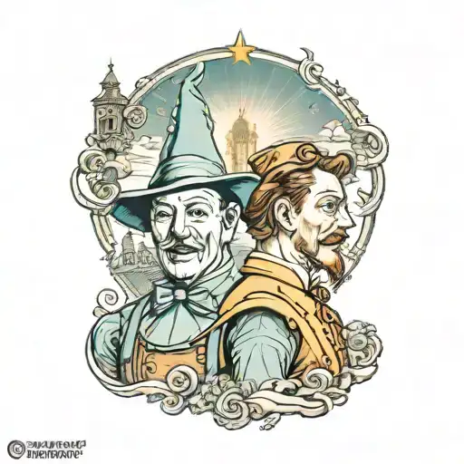 wizard of oz inspired tattoo of father & son tattoo design idea