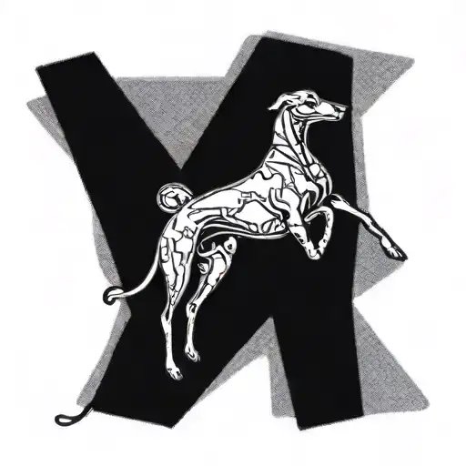 racing greyhound dog running tattoo design idea