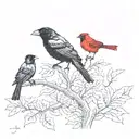 crow and cardinal  tattoo design idea