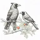 crow and cardinal  tattoo design idea