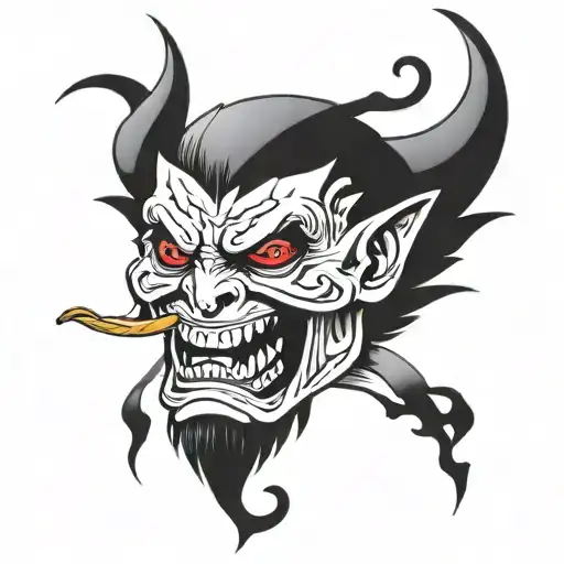 satan smoking pot in a bmw tattoo design idea