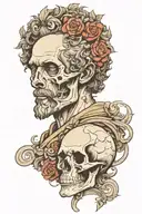 marcus aurelius and skull tattoo design idea