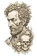 marcus aurelius and skull tattoo design idea