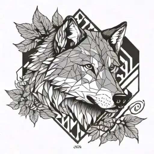 Indecision, strength, honesty, wolf, heart, leaves, past, god, motto that is about strength and time and love tattoo design idea