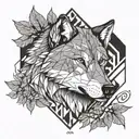 Indecision, strength, honesty, wolf, heart, leaves, past, god, motto that is about strength and time and love tattoo design idea