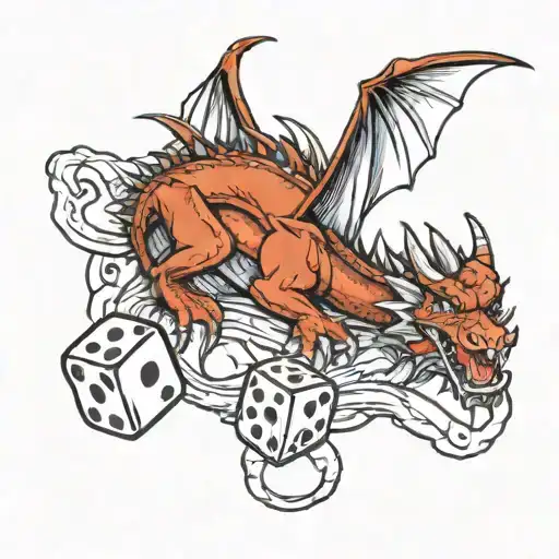 Dragon and dice  tattoo design idea