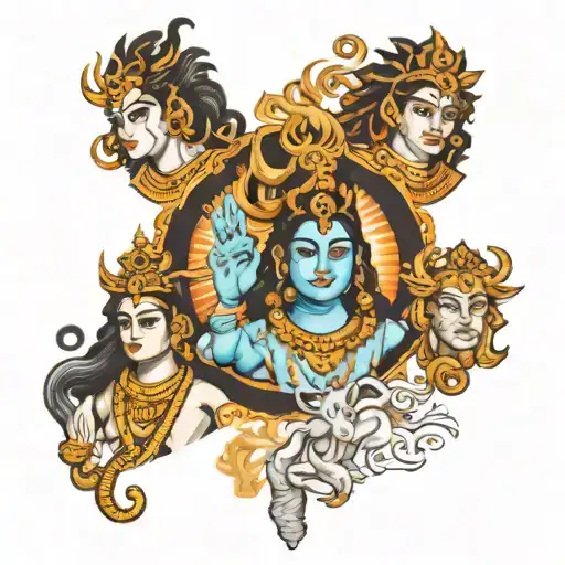 Shiva, Krishna, Vishnu, Brahma tattoo design idea