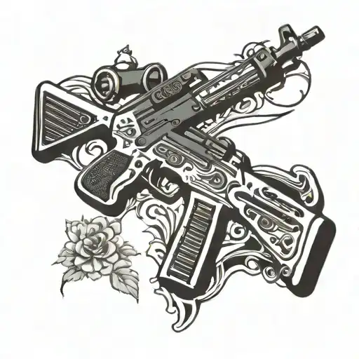 Kalashnikov assault rifle tattoo design idea